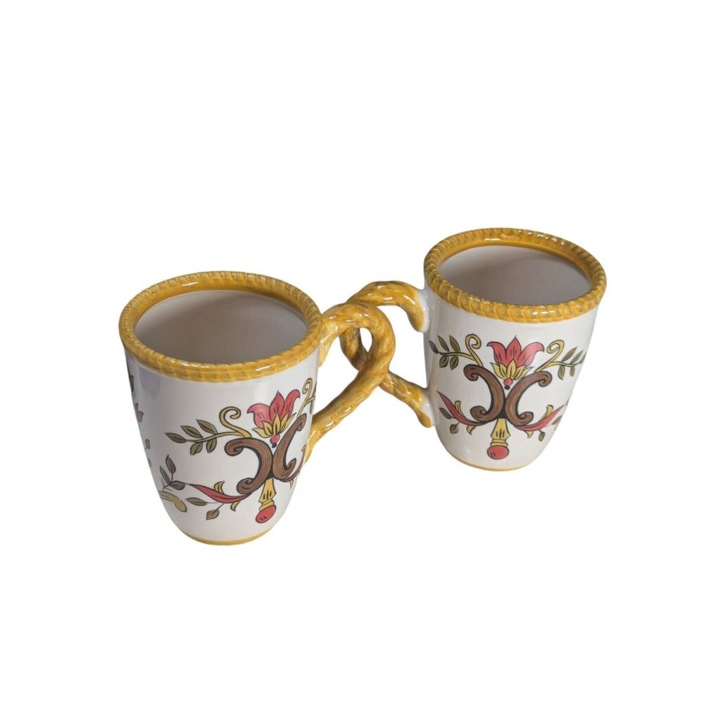 Pier 1 Earthenware Mugs - Oralia Design - Set Of 2